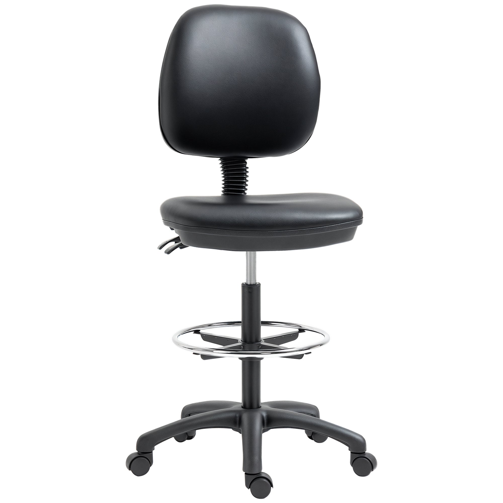 Tabouret d'atelier rond à roulettes réglable pivotable à 360° - Bleu