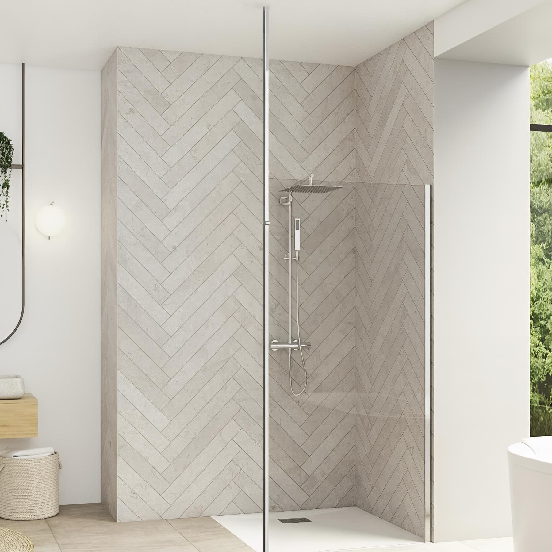 Kinedo Smart Design Solo 160 pared de ducha cromada + mástil de suelo ...