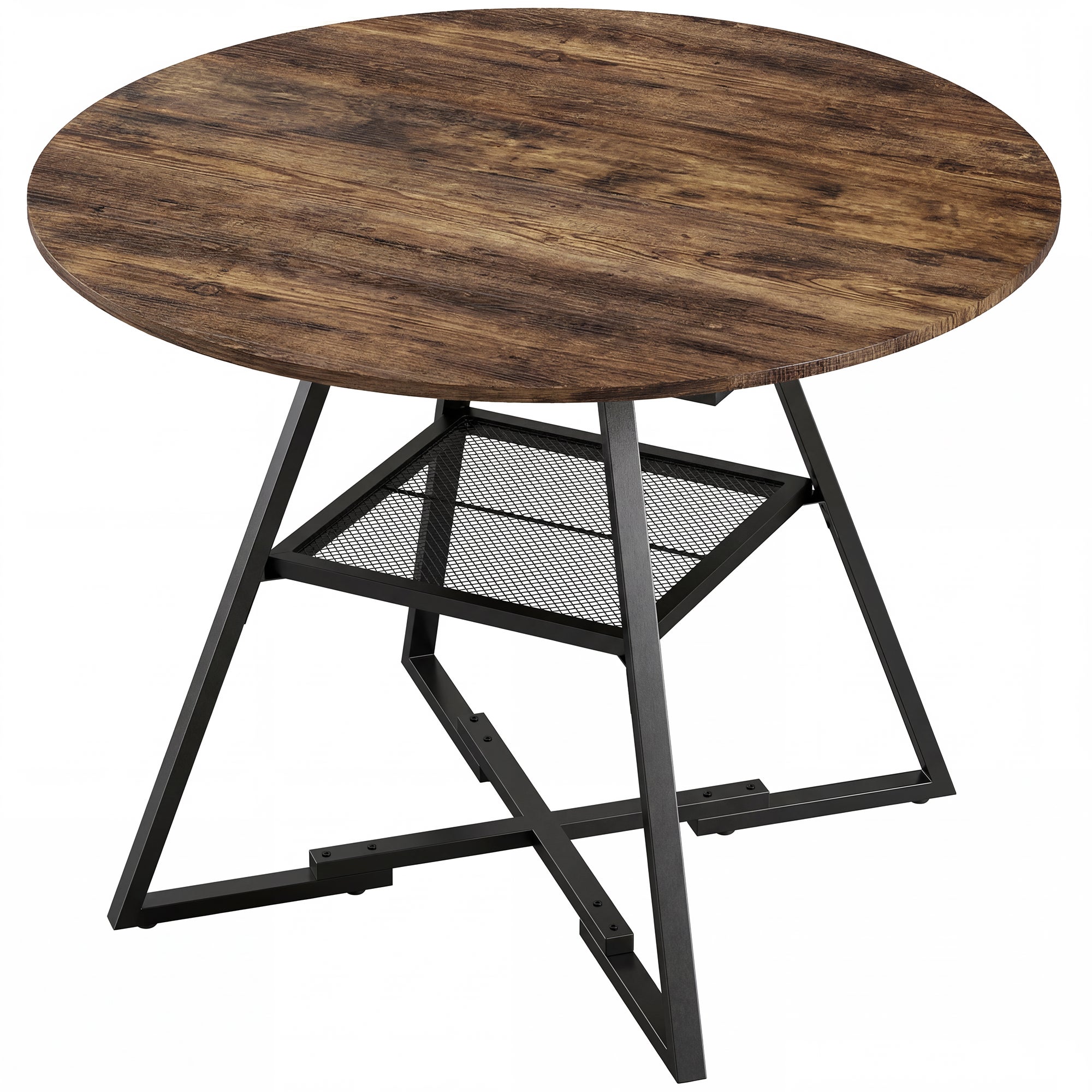 Mesa de comedor homcom melamina de madera, metal marrón rústico 100x100x76 cm