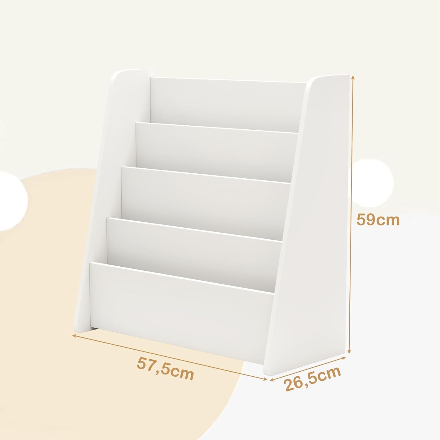 Estante infantil em madeira com 4 níveis, estante com compartimentos abertos, expositor Estante para Quarto Infantil (Branco) - 3