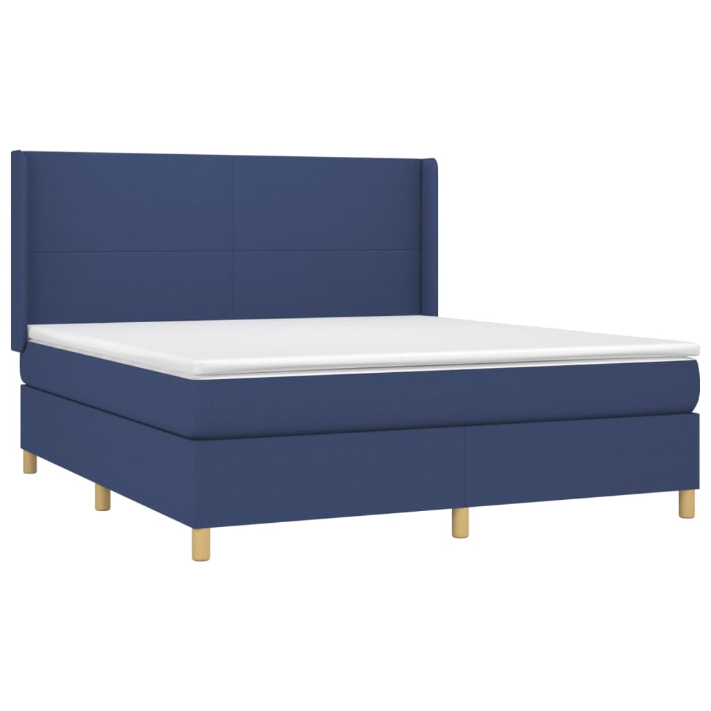 Maison Exclusive - Sommier à lattes de lit matelas et LED Bleu 160x200 cm Tissu - 4