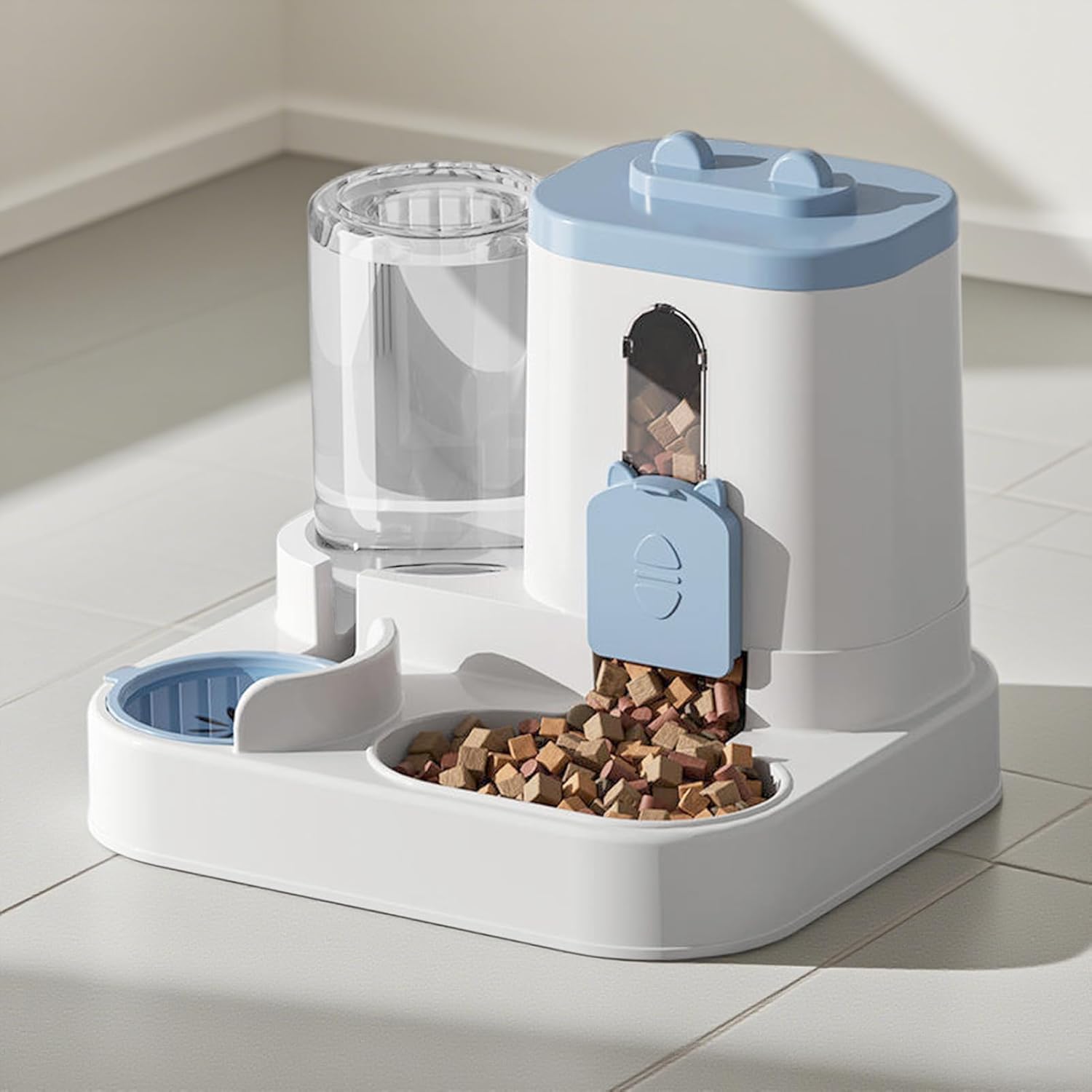 Distributeur Croquettes Chat Automatique 2 en 1 PP 2.2L Distributeur Croquettes Et 0.8L Fontaine A Eau Combo Mangeoire avec Gamelle Grande - 3