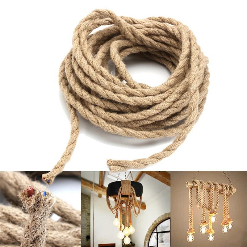 10m Fil électrique Corde, 2 Curs Linge de Cable d'éclairage de Corde Vintage Fil de cuivre recouvert Rétro Tressé Industriel Corde pour DIY Pendentif - 3