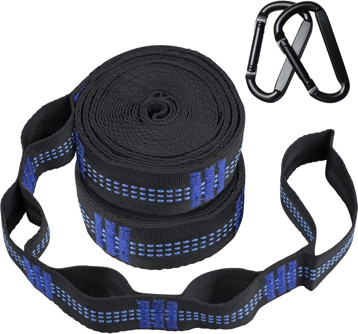 Curele de hamac din nailon, format din 2 bucăți, lungime combinată 6 m, 30 + 2 bucle, sistem de suspendare a hamacului rezistent, 907 kg