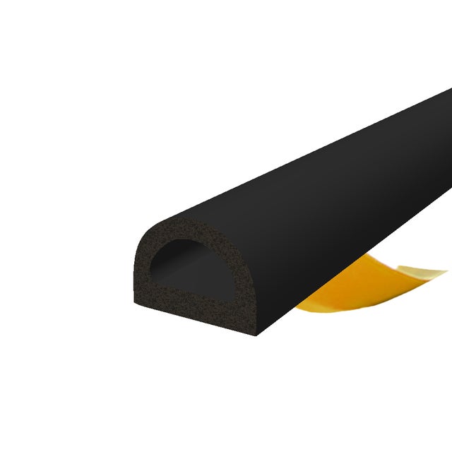 Joint autocollant EPDM D 21x15 mm noir pour fenêtres et portes 50 m