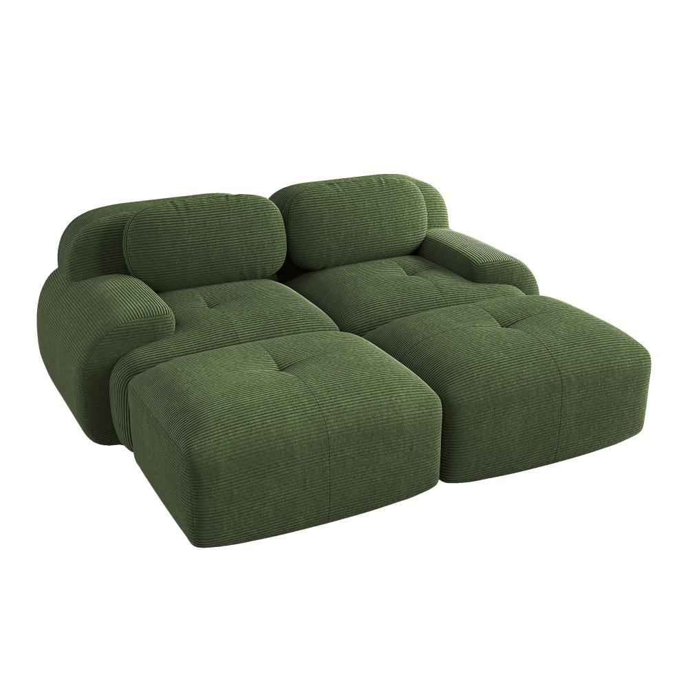 Canapé 2 places en Corduroy modulable avec Chaiselongue, Accoudoirs ergonomiques et Rembourrage élastique pour Salon et Chambre - 6