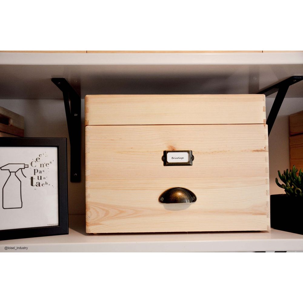 Boîte de rangement en pin massif avec couvercle 23x40x30&nbsp;cm - 8