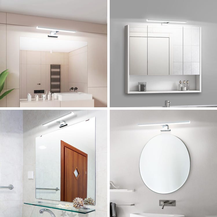 Lampe LED pour miroir de salle de bain - acier inoxydable étanche - lumière pour armoire de salle de bain sans scintillement 220V - lumière blanche - 5