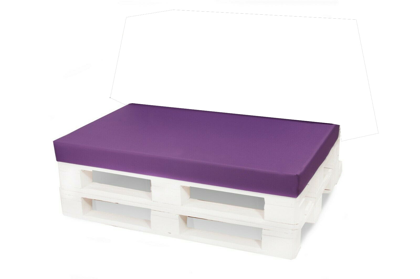 Cojin palé 120x40x10cm asiento, cojin palé morado, cojin muebles jardin, cojin jardin, cojin palé plano, muebles palé