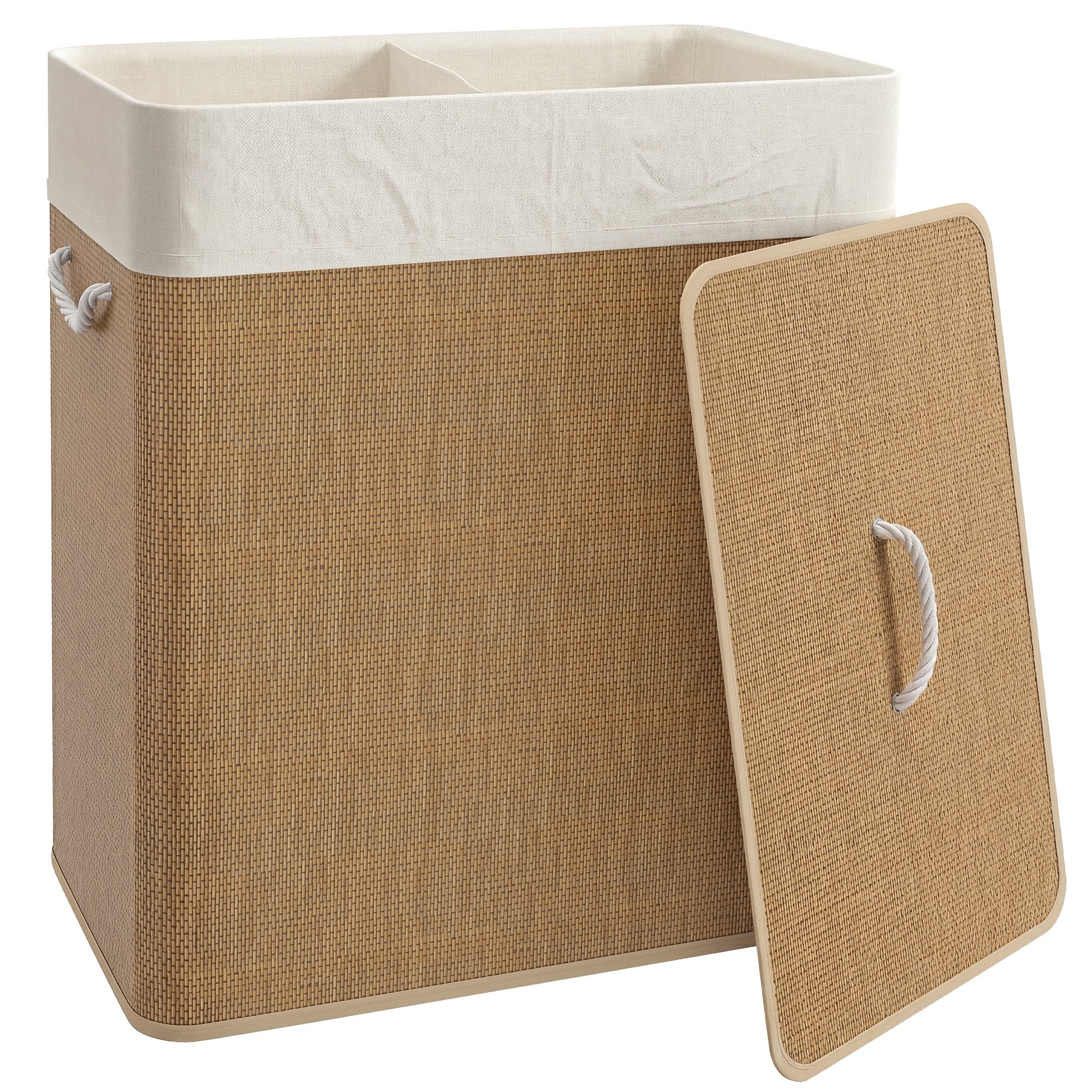 Cesto para Ropa HOMCOM Bambú Marrón 52x32x63 cm - 2