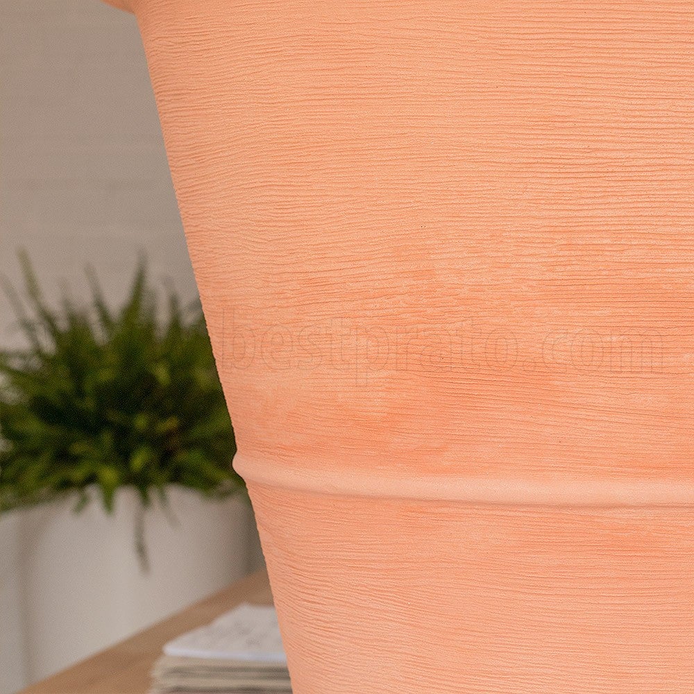 Vaso Rotondo In Plastica 45 Cm, Geli Thermo Plastic - Colore Terracotta, Con Fori Di Scarico