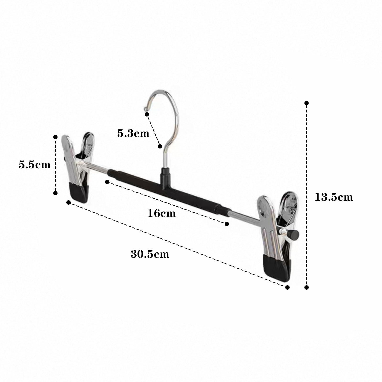 Pacote com 10 Cabides para Calças com Mecanismo Deslizante, Cabide Ajustável para Saia, Cabide Antiderrapante para Jeans, Cabide para Calças, Cinza - 2