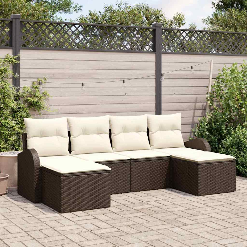 Zestaw Sof na Ogród z poduszką 6 pcs Brązowy Rattan poli vidaXL