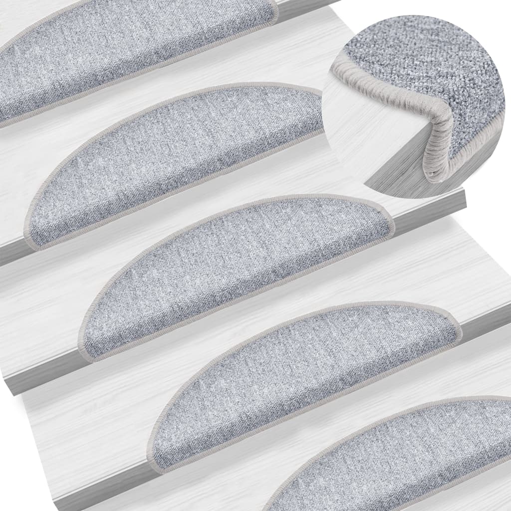 Maty na schody 10 szt. 56x17x3 cm Jasnoszare półokrągłe vidaXL