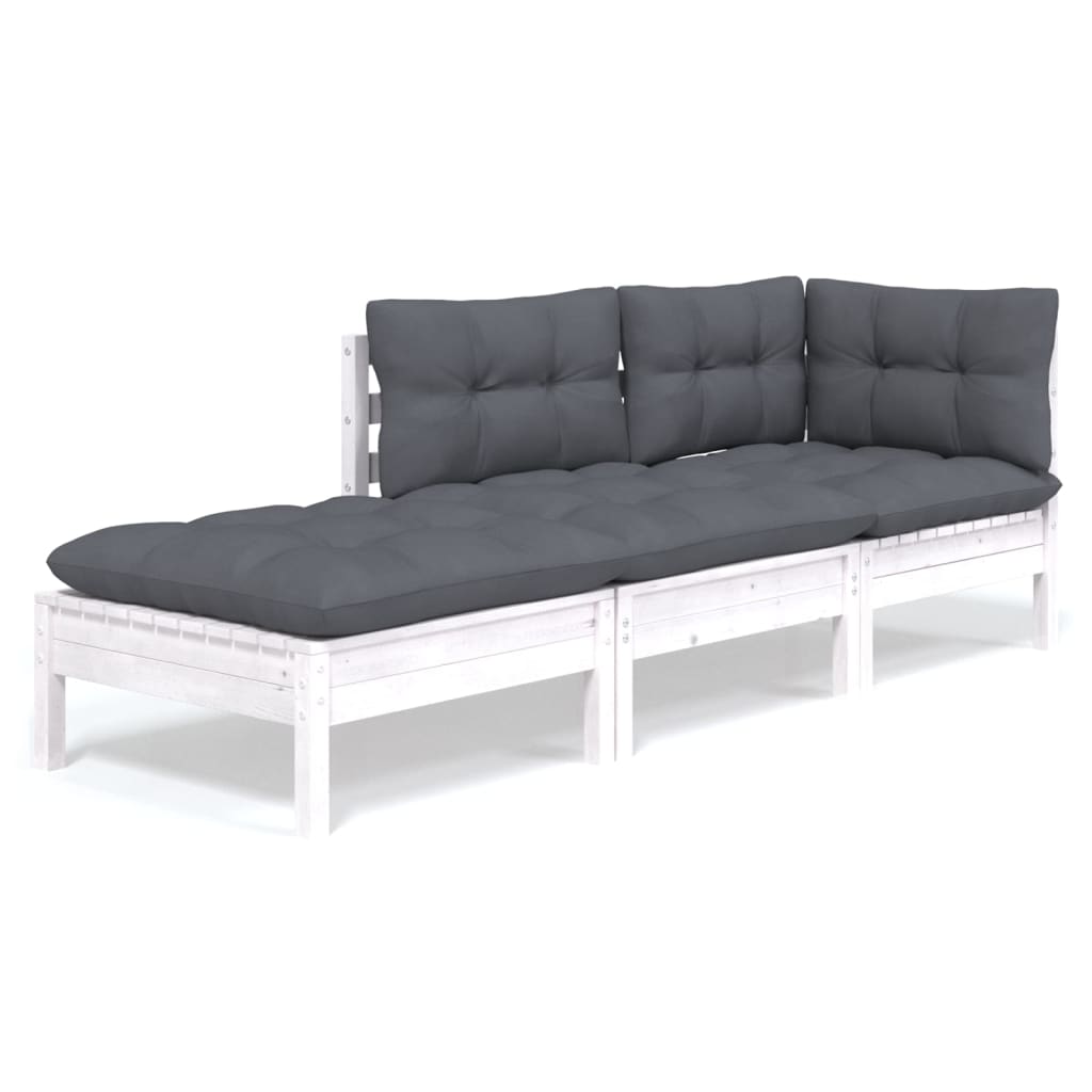 Maison Exclusive - Salon de jardin 3 pcs avec coussins Bois de pin massif - 2