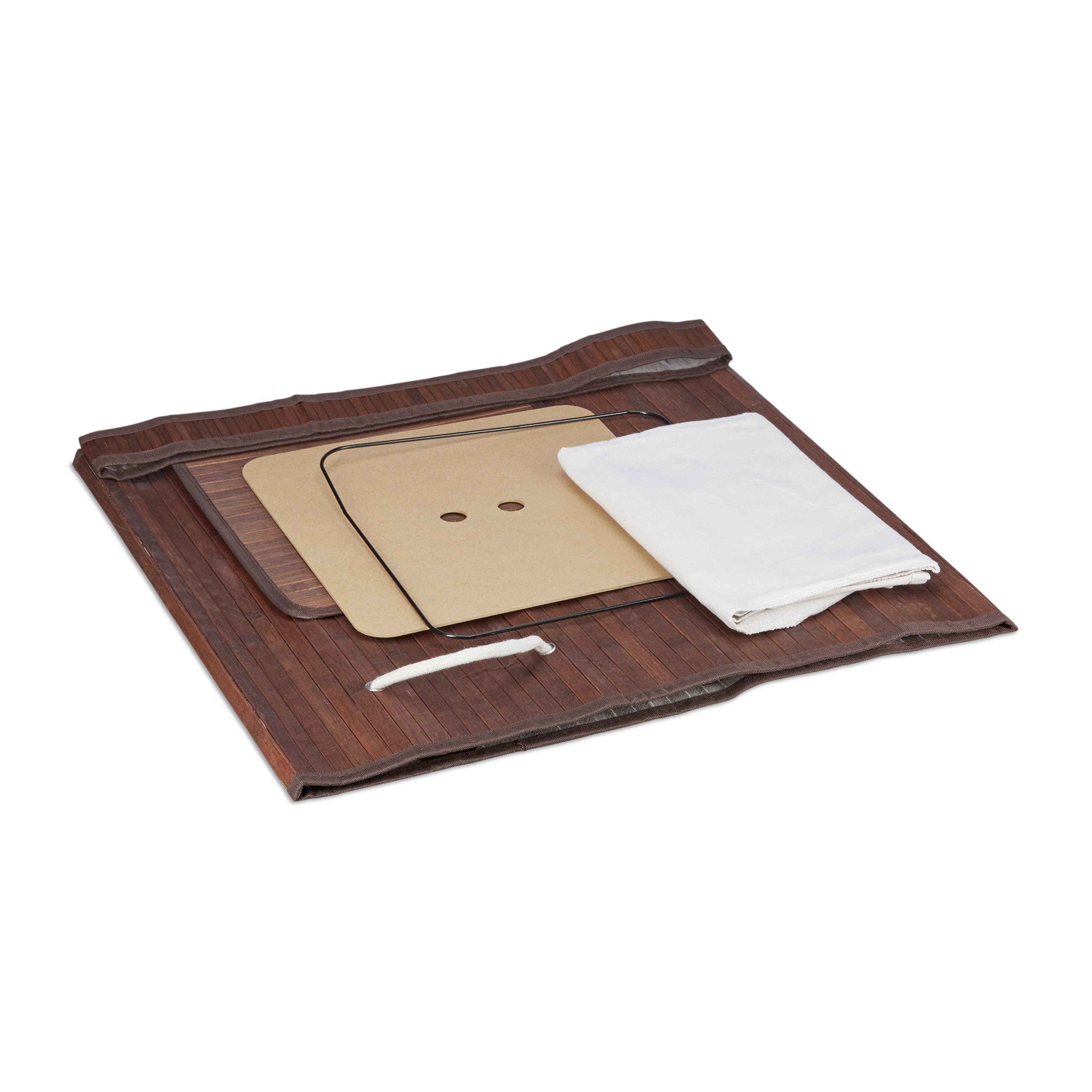 Corbeille à linge pliable, Bambou, avec anse, 70 litres, couvercle, HxlxP 63 x 36 x 36 cm, marron, Relaxdays - 8