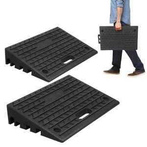 Lot De 2 Rampes Trottoir Caoutchouc 10cm - Avec Poignée - Charge 2000kg - Voiture Moto Fauteuil