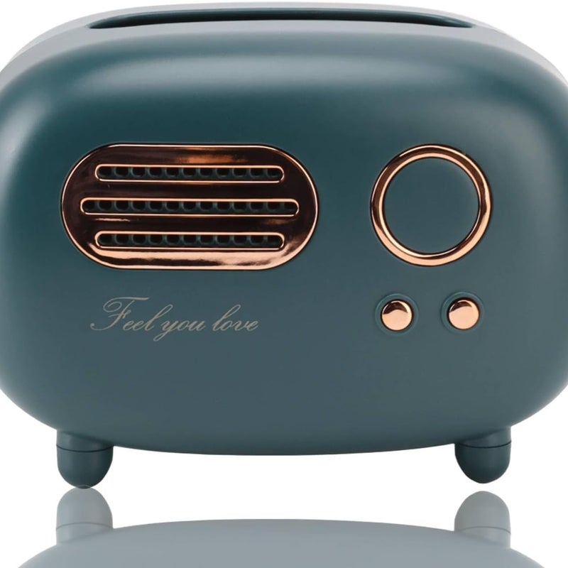 Pudełko na chusteczki w kształcie uroczego radia w stylu retro, organizer na serwetki (zielone)