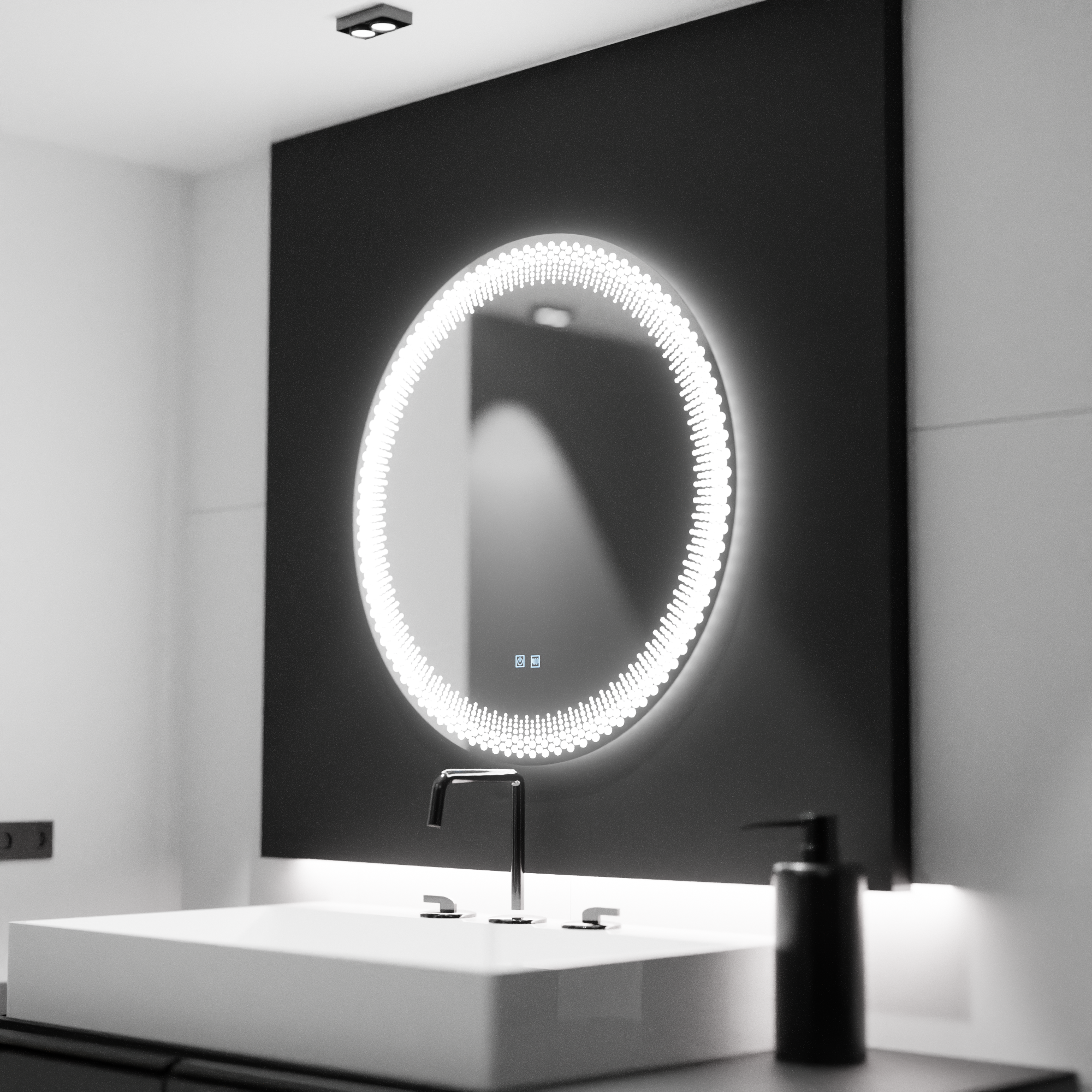 Oglinda LED Rotunda 70cm, Stellaire Touch, Sistem Dezaburire, Dimabila ...