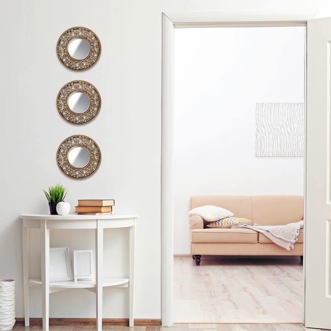 Relaxdays Specchio Decorativo in Set da 3, Rotondo, Design Floreale, da Relaxdays Specchio Decorativo in Set da 3, Rotondo, Design Floreale, da
