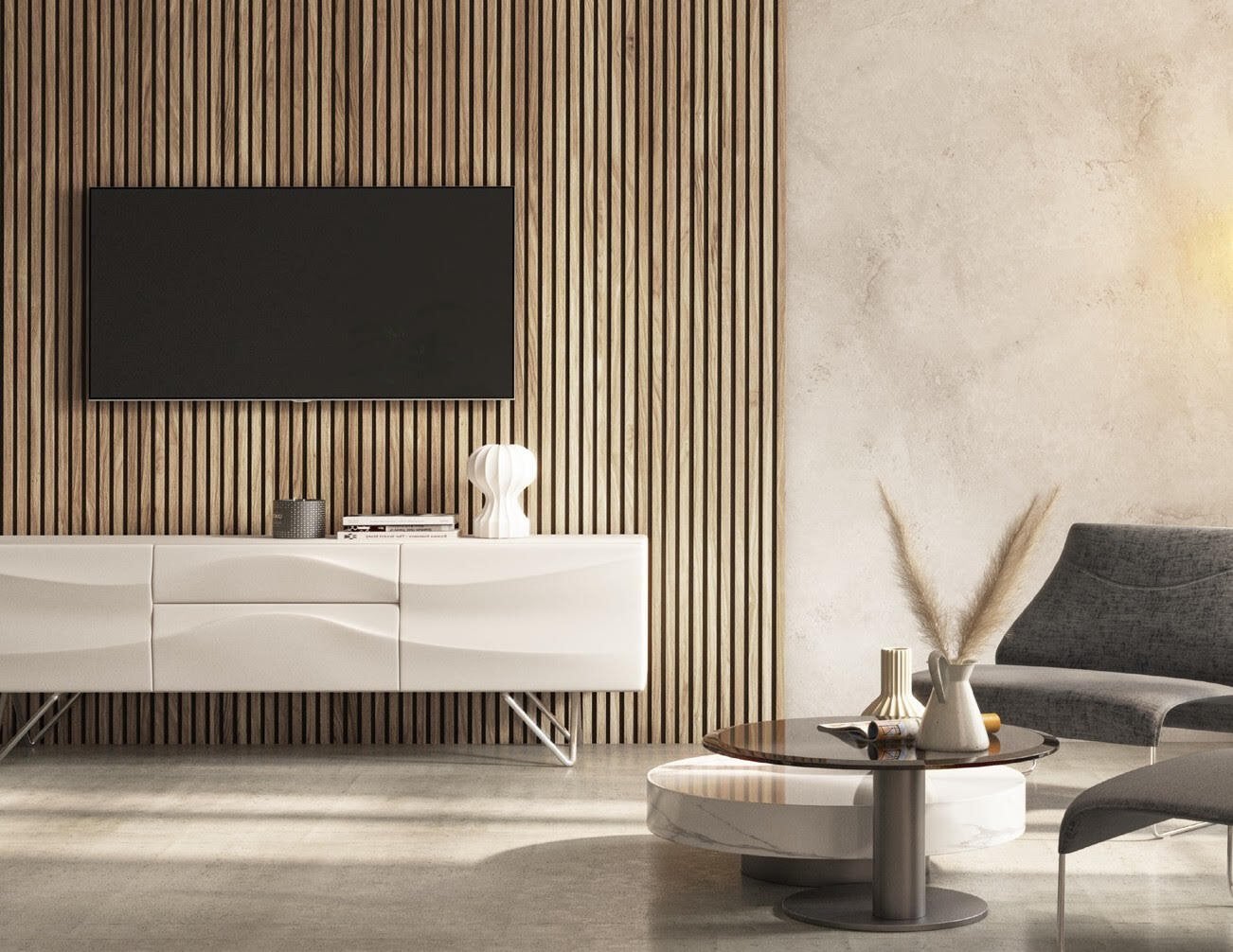 Pannello acustico in legno per parete - 240x60,5x2,2 cm - Rovere chiaro - Doghe - Pannello in legno naturale - 6