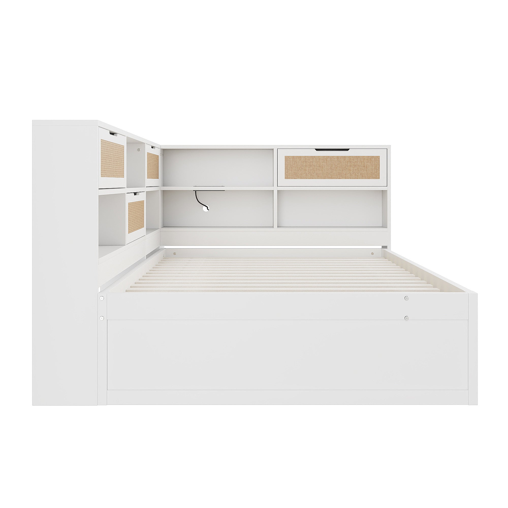 Divano letto 140x200cm Con cassetti Multifunzionale legno Bianco (Senza materasso) - 4