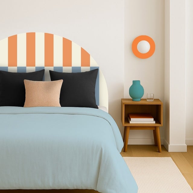 Décor mural en papier peint intissé pré-encollé - Rythmo Orange - 110 x 180 cm - Tête de lit ou décoration murale