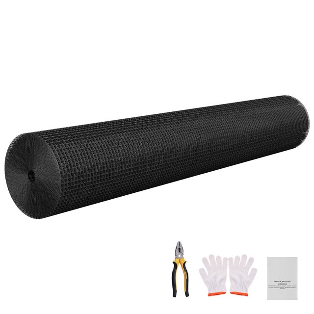 Grillage SucceBuy métallique noir maille 1,27 cm, rouleau 152x15,2m fil galvanisé PVC, calibre 19, jardin, enclos, poulailler