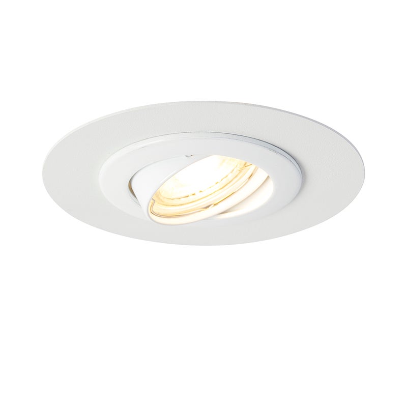 Qazqa reflektory wpuszczane - Edu - biały, gu10, max. 50w, kompatybilny z żarówką LED, 13cm, okrągły, IP20oświetlenie wewnętrzne