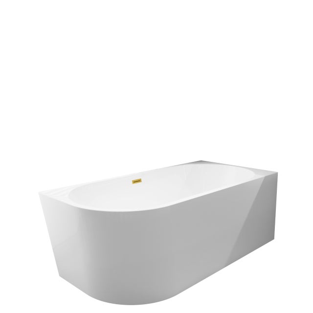 Balneo Baignoire semi-îlot d'angle droite 160x80 cm blanc accessoires miroir doré acrylique 3,5mm MIRROR GOLD