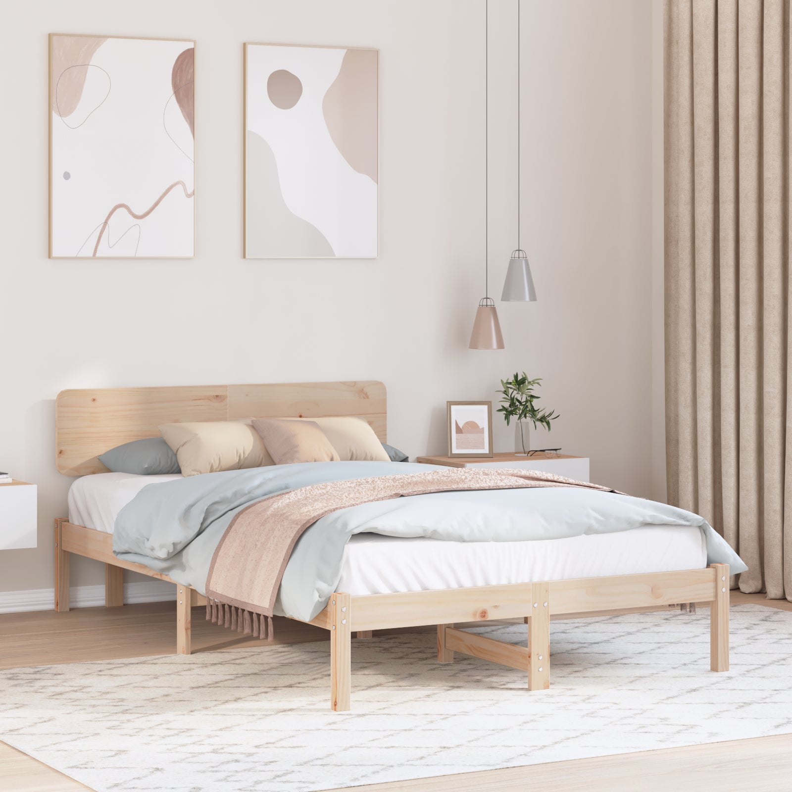Ramka łóżka Naturalny 120 x 190 cm Lite drewno sosnowe vidaXL