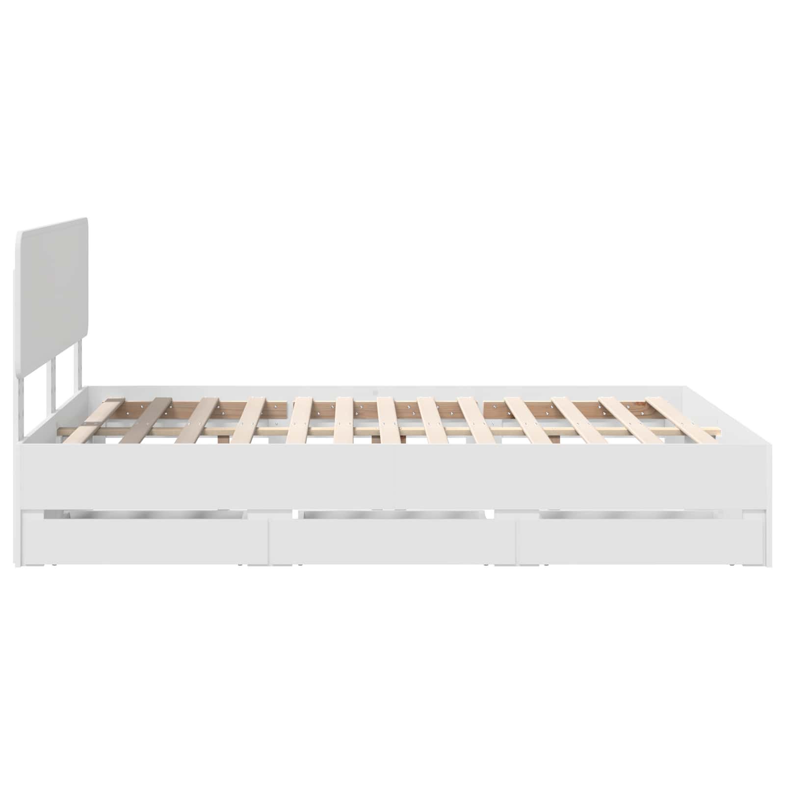 Cadre de lit avec tiroir blanc 140 x 190 cm panneau de bois - 9