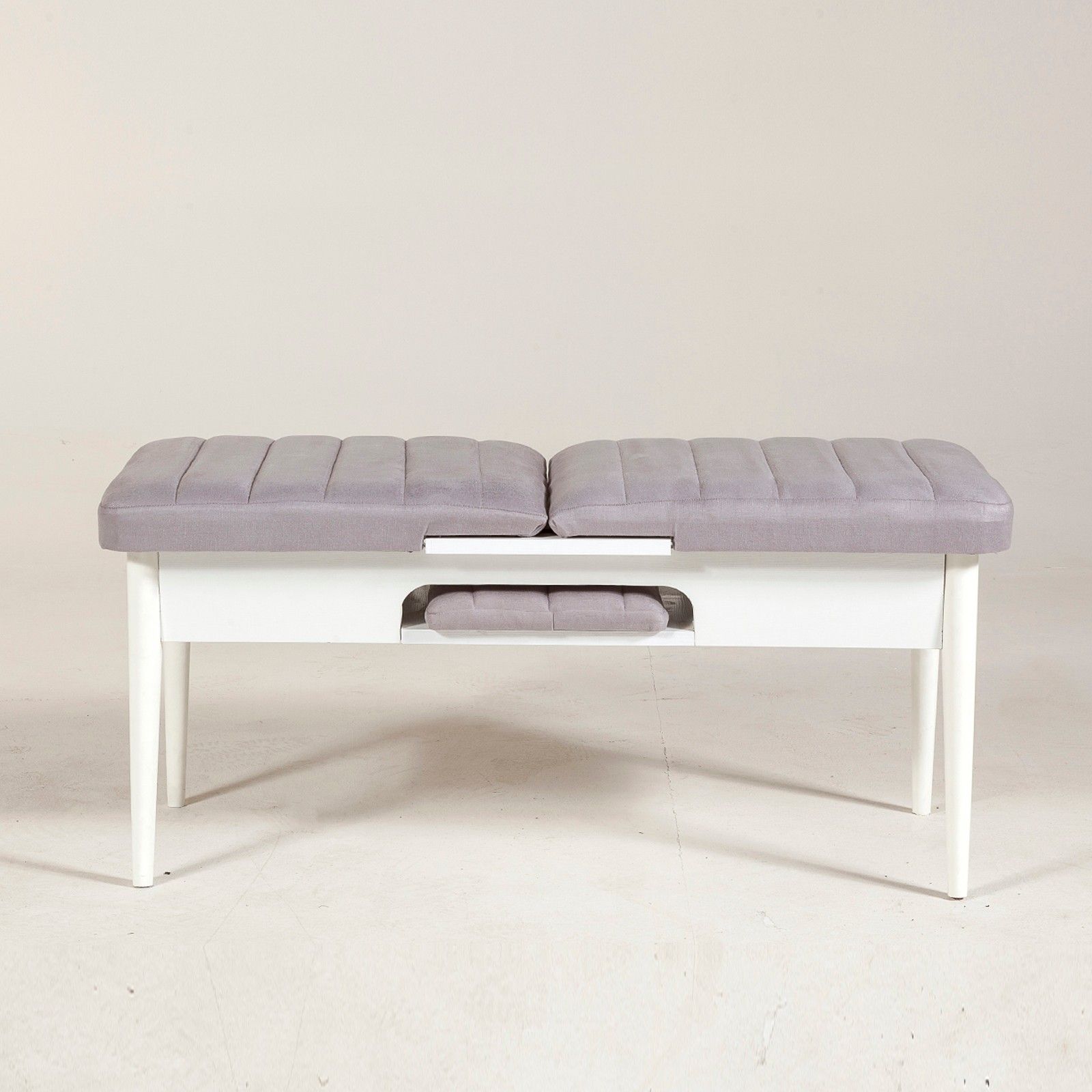 Banc capitonné Scamnum Bois Blanc et Taupe | Leroy Merlin