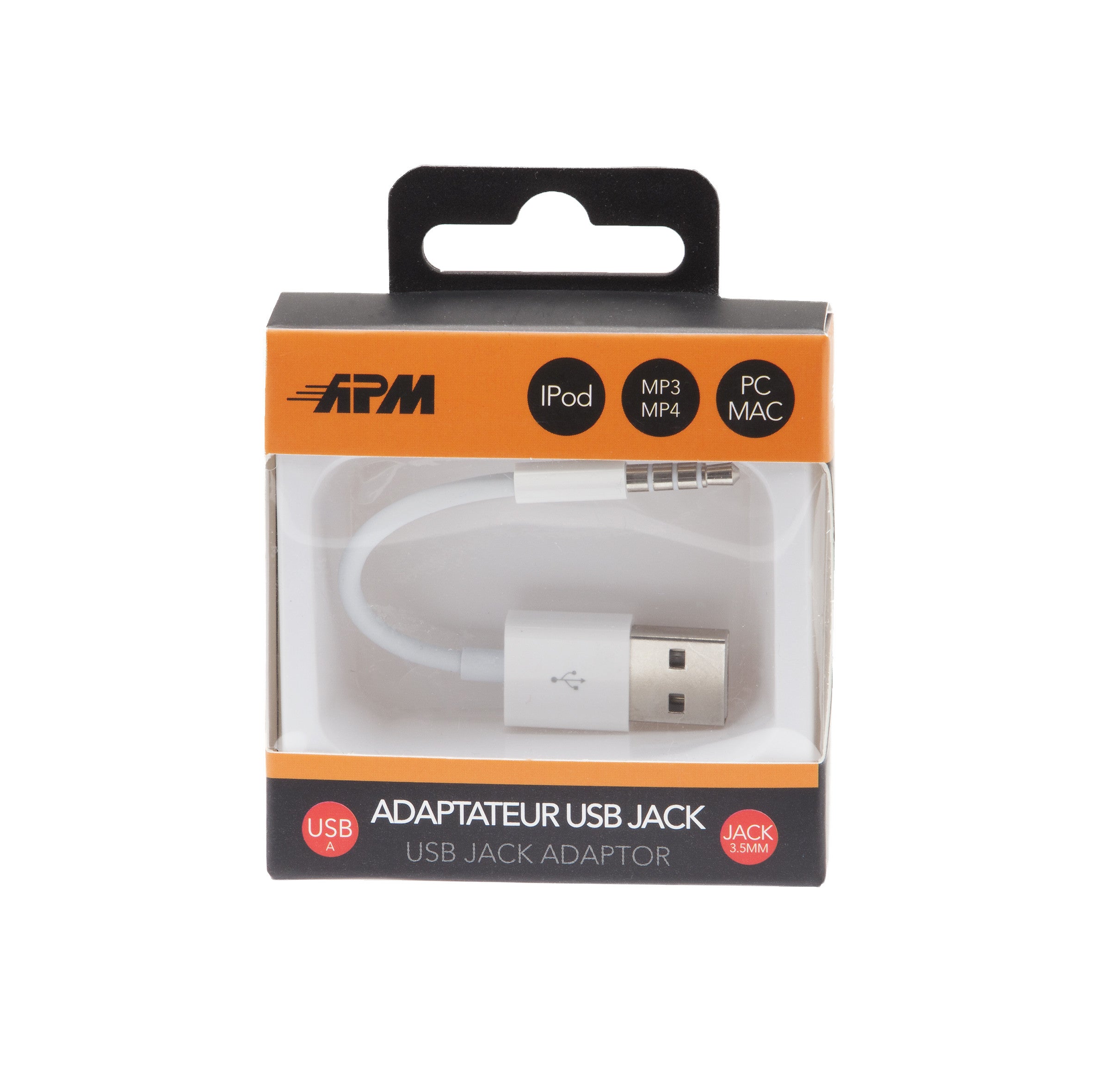Adaptateur Jack APM USB-A/JACK 3.5MM MALE/MALE blanc - 3