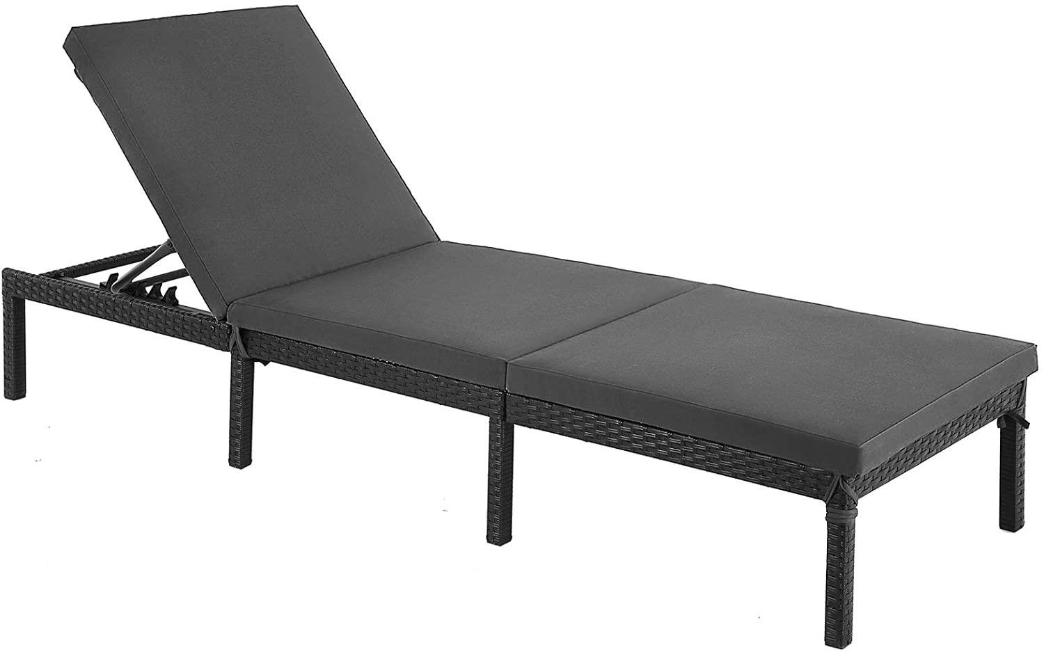 Chaise longue bain de soleil transat de relaxation avec matelas de 5 cm