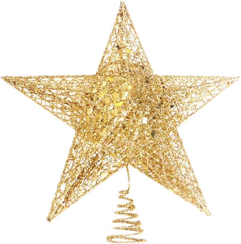 Étoile Pour Cime De Sapin De Noël – Métal Scintillant Creux – 27 Cm – Design Pentagramme – Décoration Argentée