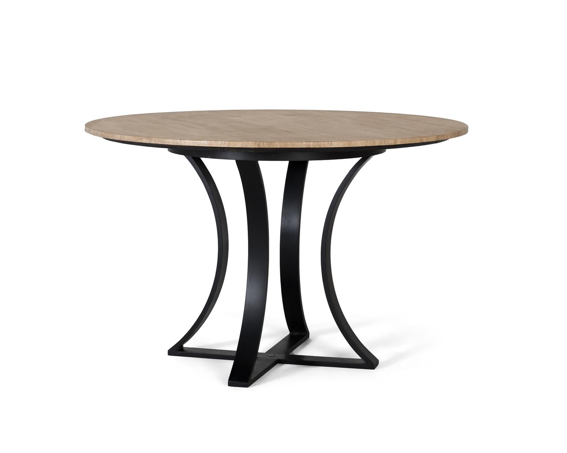 Stół z uchwytem z marmuru trawertynowego i metalową podstawą 120cm