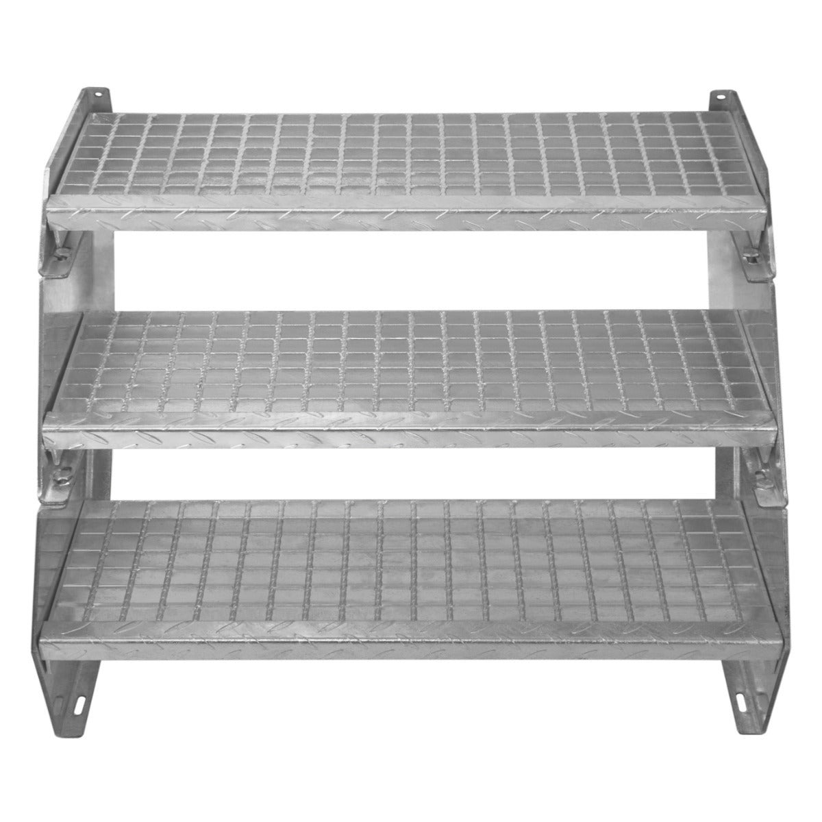 Scala in metallo a 2 livelli regolabile in altezza 90 cm di larghezza Acciaio zincato argento 2 gradini regolabili - 8