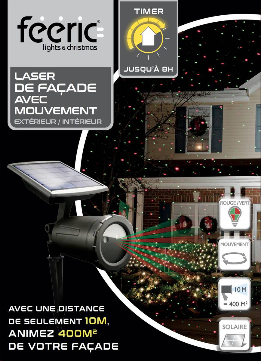 Laser extérieur solaire mouvement points rouge/vert + transfo Feeric ...
