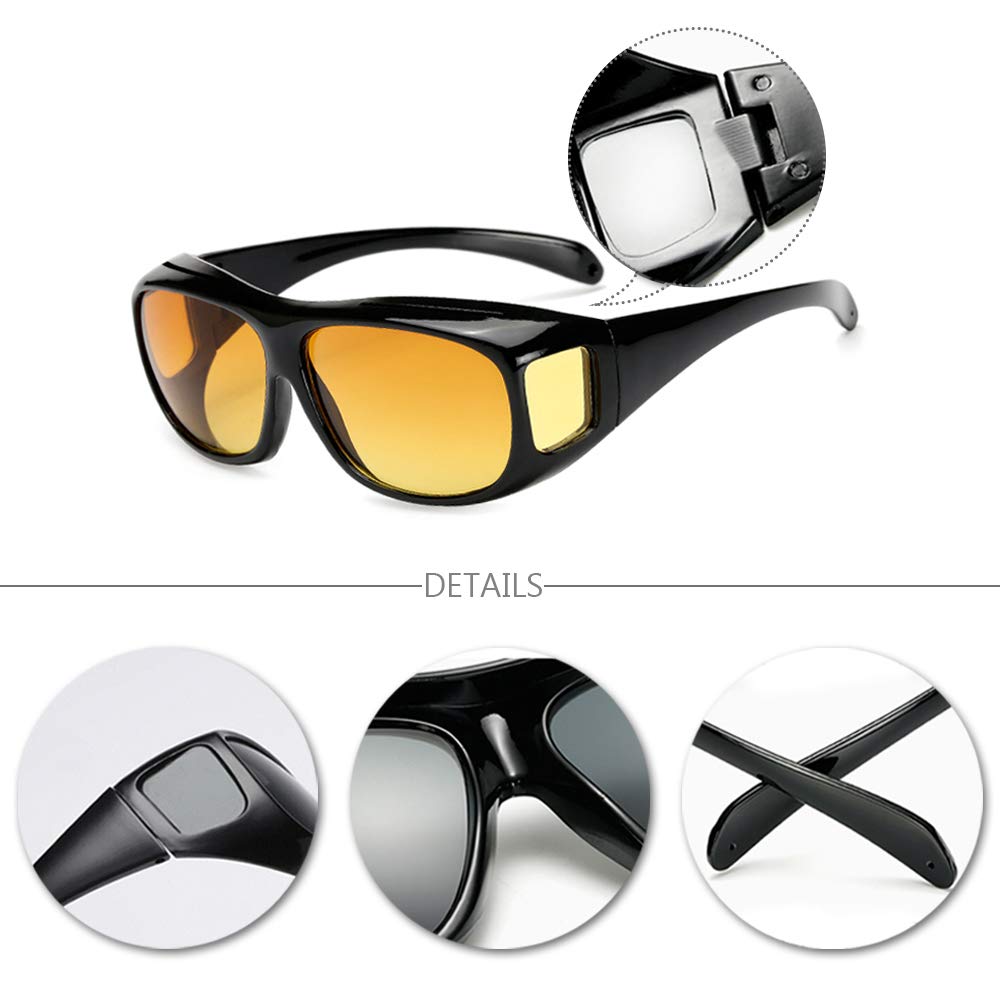 Lunettes de conduite de nuit - verres anti-éblouissement, polarisés, jaunes, protection UV400, améliorent la visibilité de nuit. - 3
