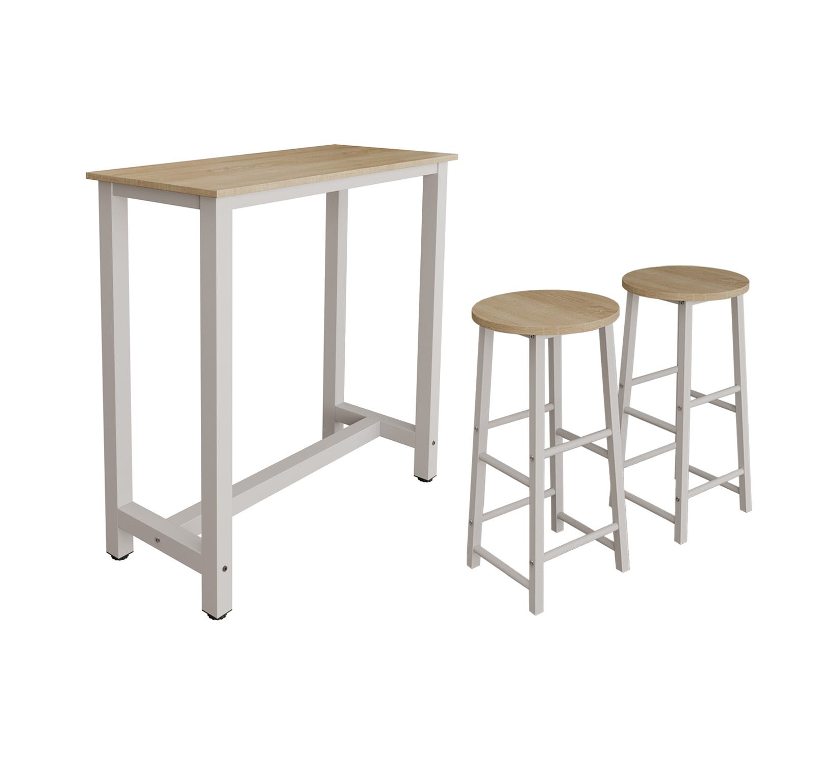 Ensemble table haute de bar DETROIT 80 cm et 2 tabourets design industriel Ensemble table haute de bar DETROIT 80 cm et 2 tabourets design industriel
