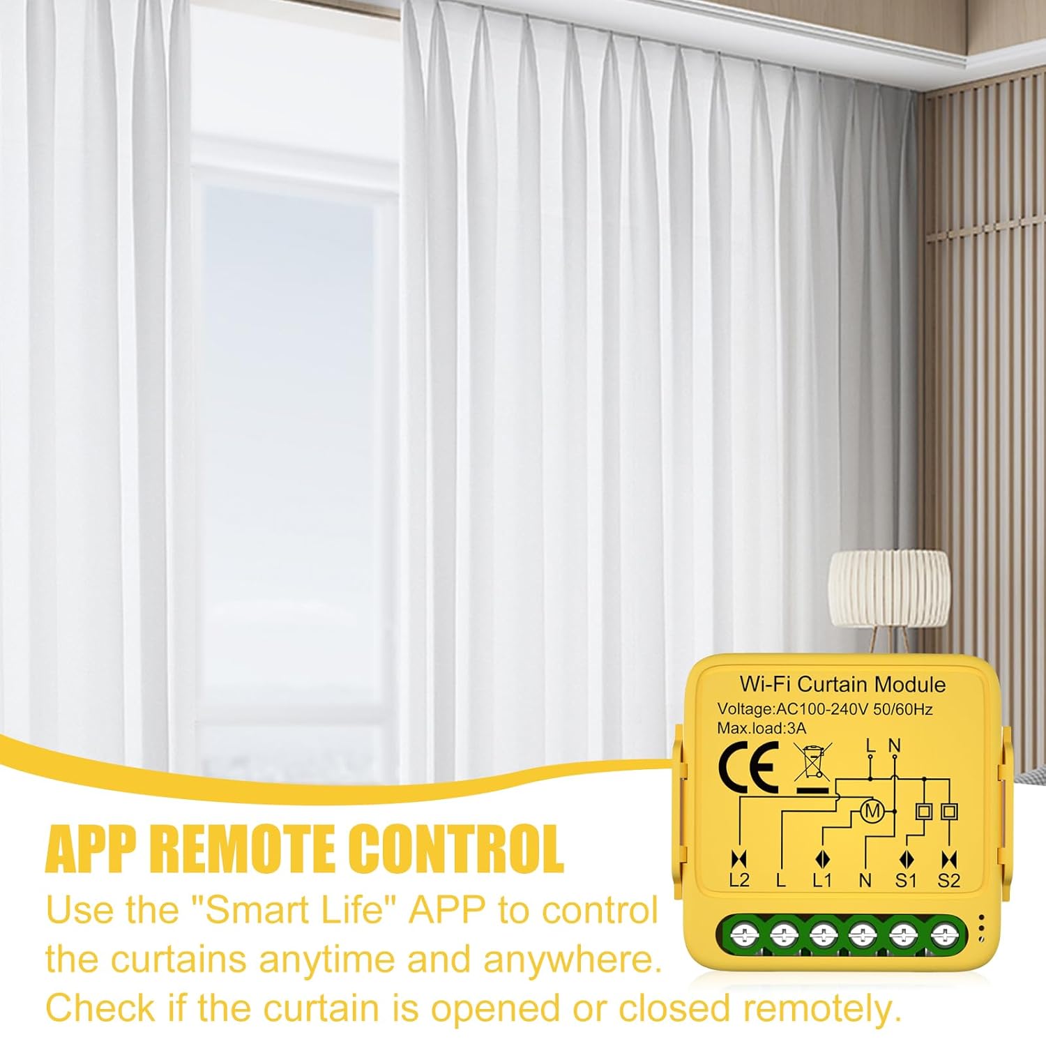 4 interrupteurs intelligents WiFi pour volet roulant - Avec réglage de la durée de fonctionnement - Compatible avec Google Home/Smart Life/Tuya Smart - 3