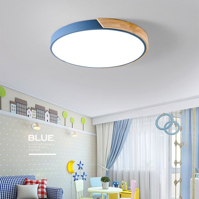Plafon LED 30CM, Plafon metalowy, Plafon nowoczesny, Niebieskie światła dekoracyjne, Światło białe 6000K (24W)
