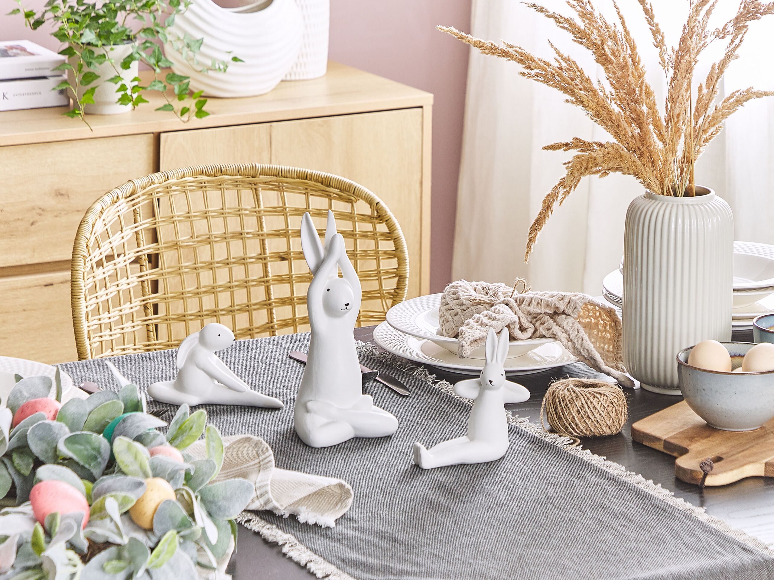 Set di 3 figure lepre BREST Ceramica Bianco - 2