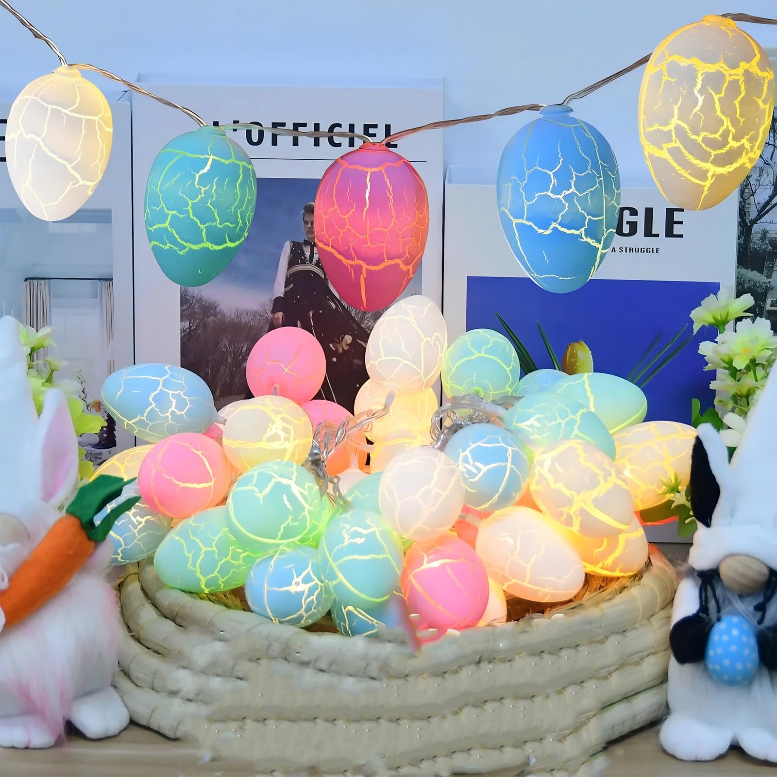 Guirlande Lumineuse De Pâques 2M 20 LED Avec Œufs, Poulet Et Lapin - Fonctionne Sur Piles