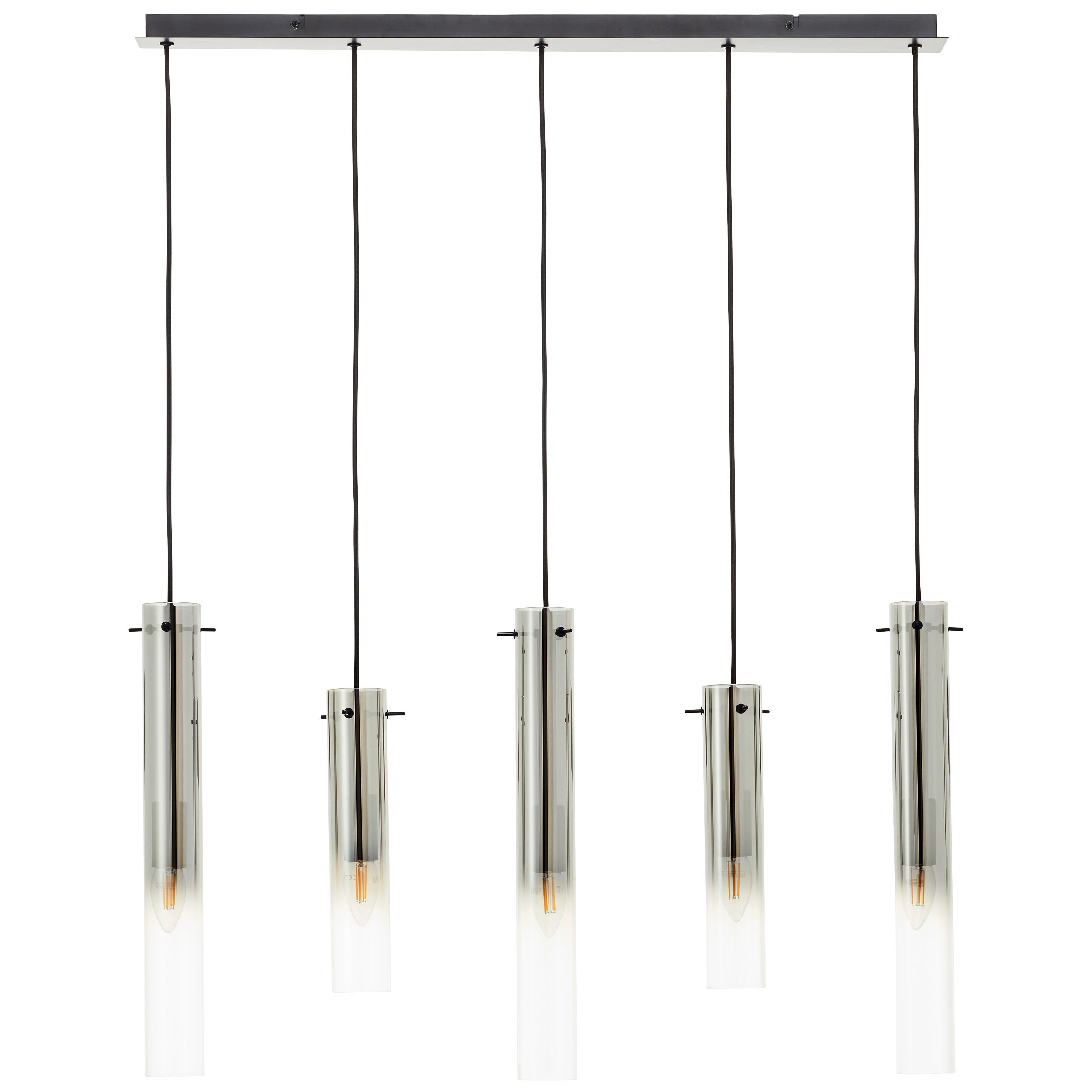 Brilliant Lampa wisząca Glasini 5 żarówek czarny mat/dymione szkło metal/czarne szkło 5x C35, E14, 25 W - 2