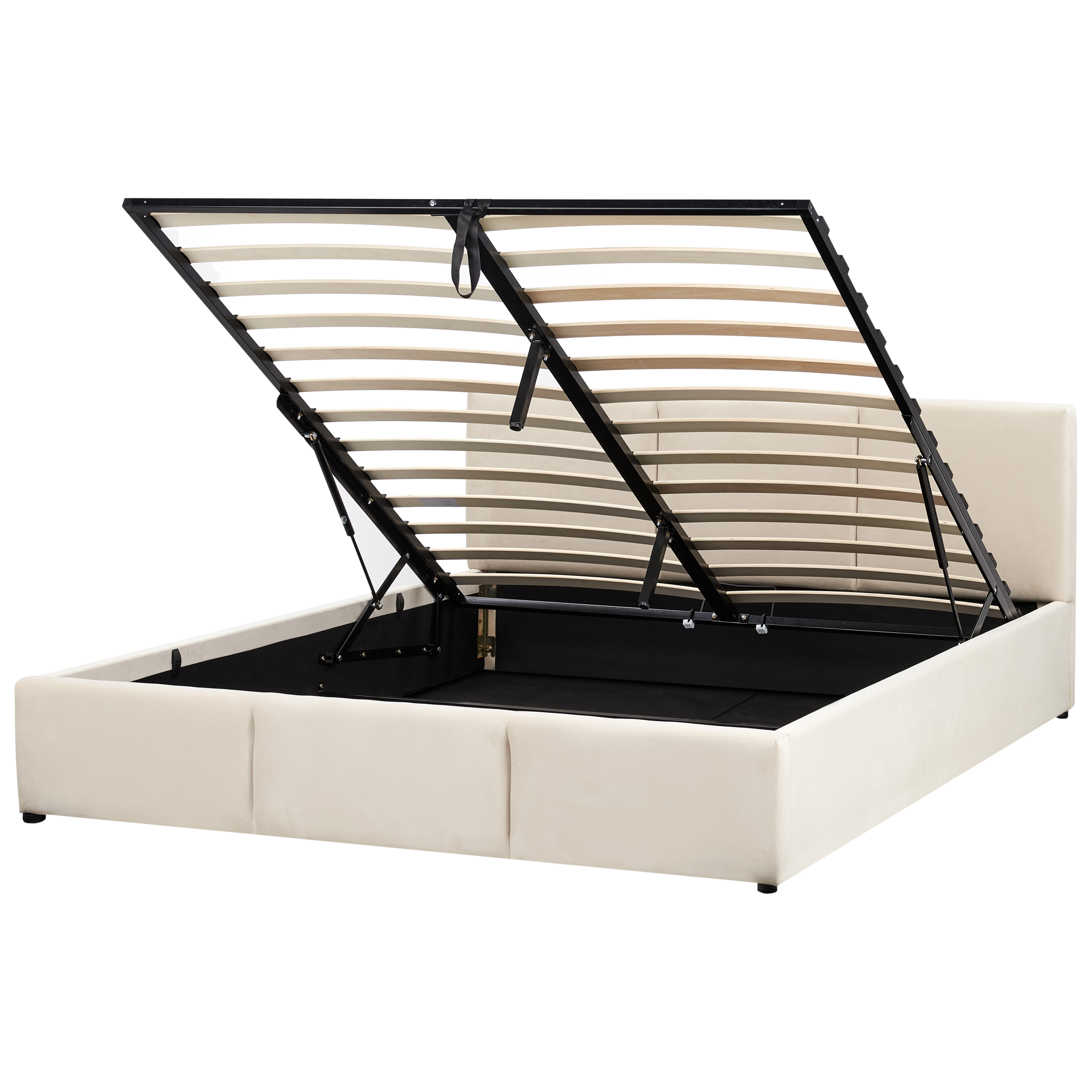 Beliani Cama Con Almacenaje Terciopelo Bousse 160 X 200 Cm Beige/Claro , Leroy Merlin