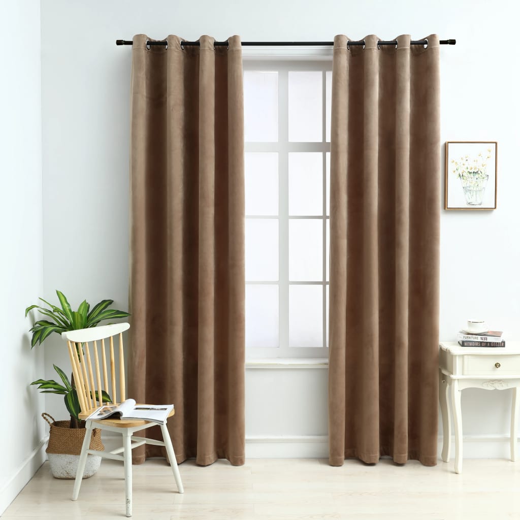 Maison exclusive - cortinas opacas con anillas 2 pzas terciopelo beige 140x245 cm