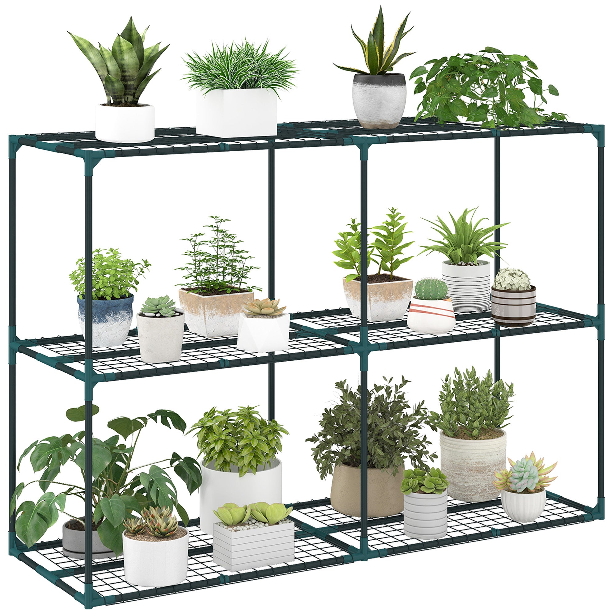 Support à plantes à 3 niveaux, 100 cm de hauteur, étagères en acier ...