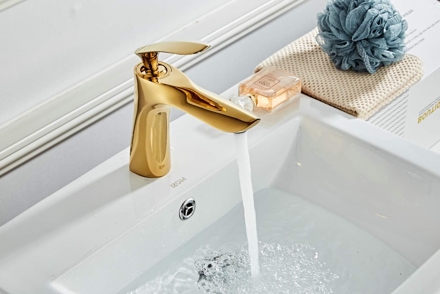 Robinet de lavabo pour salle de bain Mitigeur en laiton Fini or chrome doré Mitigeur avec lavabo - 3